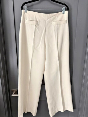 Sandro Wide Leg Cotton Pants in White Size 42 Like New